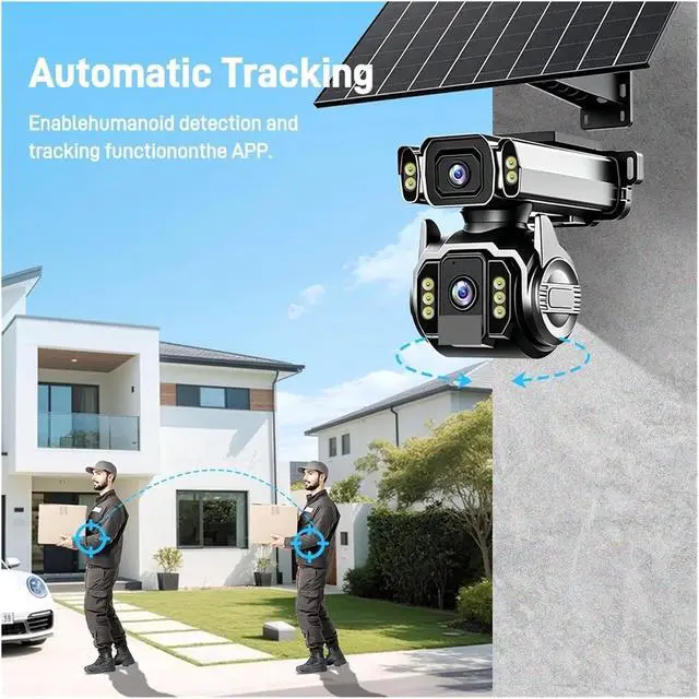Alt view image 7 of 7 - 10MP Dual Lens Solar PTZ Security Camera, 12X Optical Zoom 4G AOV Surveillance Cam, 24/7 Continuous Video Recording Outdoor CCTV