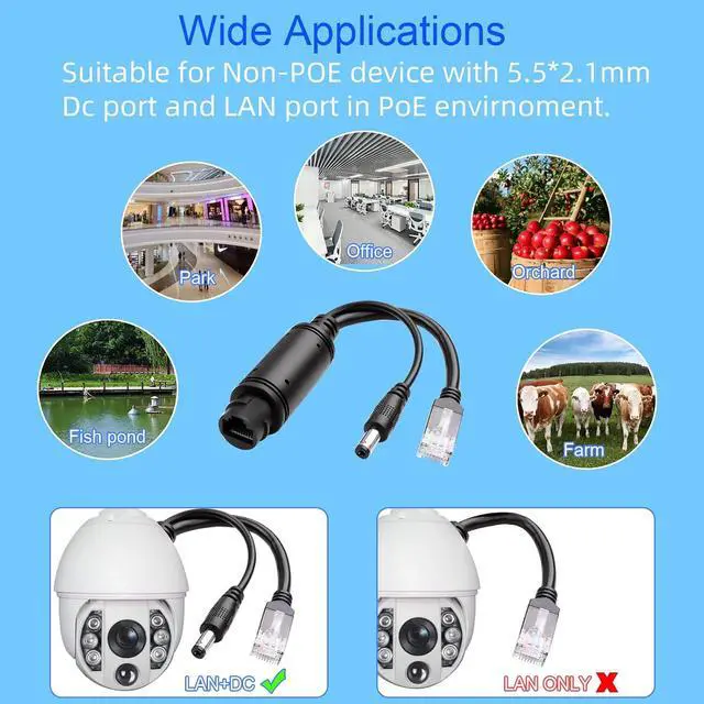 Alt view image 7 of 7 - POE Splitter Bundle IEEE 802.3af/at Standard 10/100/1000Mbps Includes USB DC interfaces
