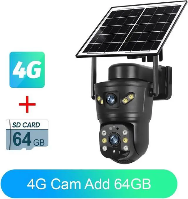 Alt view image 7 of 7 - Vision 4G /WiFi Outdoor Solar Camera 8MP Dual Lens PIR Sim Card Built in Night Vision Waterproof Security Camara Battery CCTV