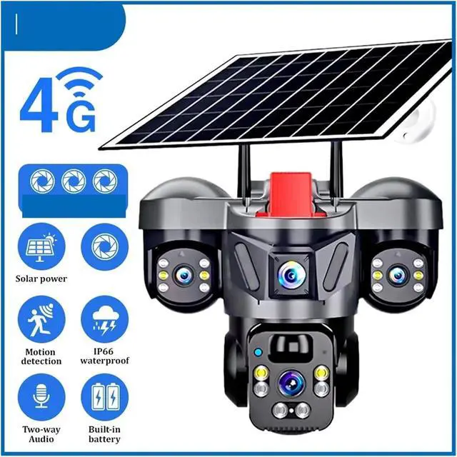 Alt view image 3 of 7 - 6MP Solar PTZ Security Camera 4G WiFi Triple Lens Built-in Battery Outdoor Human Detection Surveillance Cam