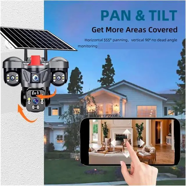 Alt view image 7 of 7 - 6MP Solar PTZ Security Camera 4G WiFi Triple Lens Built-in Battery Outdoor Human Detection Surveillance Cam