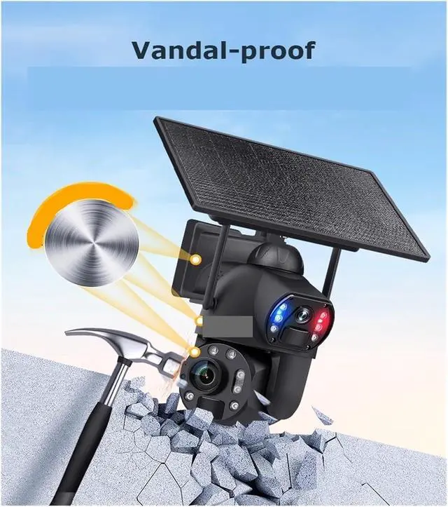 Alt view image 6 of 7 - Solar Outdoor Security Camera, 12MP 8K 60X Zoom 4G SIM Dual Lens Cam, Dual PIR Humanoid Auto Tracking with Real-Time Alerts