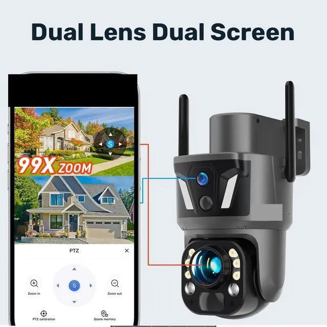 Alt view image 4 of 7 - 4G WiFi Solar PTZ Security Camera, 4K 99X Optical Zoom Dual Screen Cam with Dual PIR Auto Tracking & Real-Time App Alerts