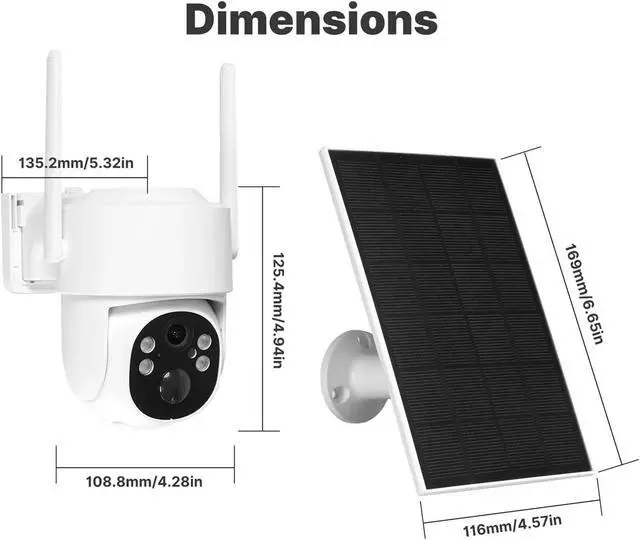 Alt view image 7 of 7 - 4 Million Pixel WiFi Solar-Powered Camera, IP65 Waterproof, Automatic Human Body Tracking, Full-Color Night Vision, Outdoor Surveillance Camera