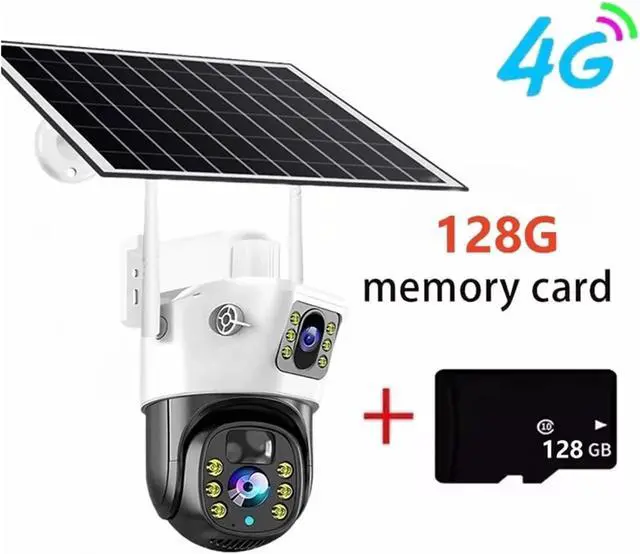 Alt view image 2 of 7 - 4K 8MP Solar Security Camera 4G WiFi Dual Lens Low Power PIR Night Vision Outdoor PTZ Surveillance Cam