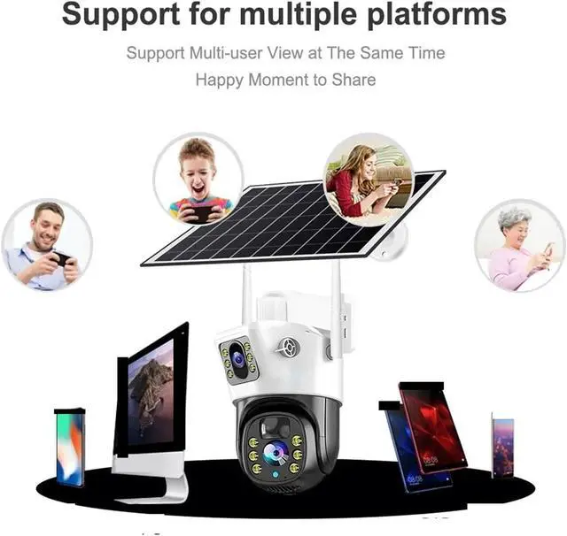 Alt view image 5 of 7 - 4K 8MP Solar Security Camera 4G WiFi Dual Lens Low Power PIR Night Vision Outdoor PTZ Surveillance Cam