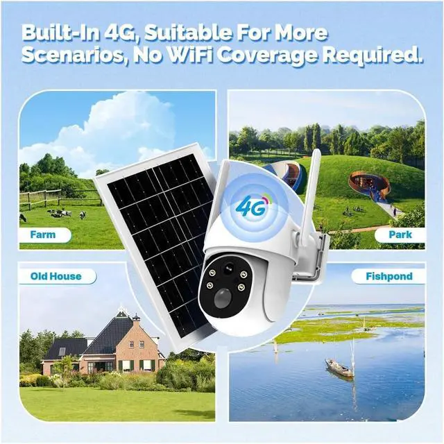 Alt view image 4 of 7 - 5MP 4G Solar Security Camera Outdoor, Waterproof Smart Surveillance Cam with Human Tracking & Full Color Night Vision(Camera no sd Card)