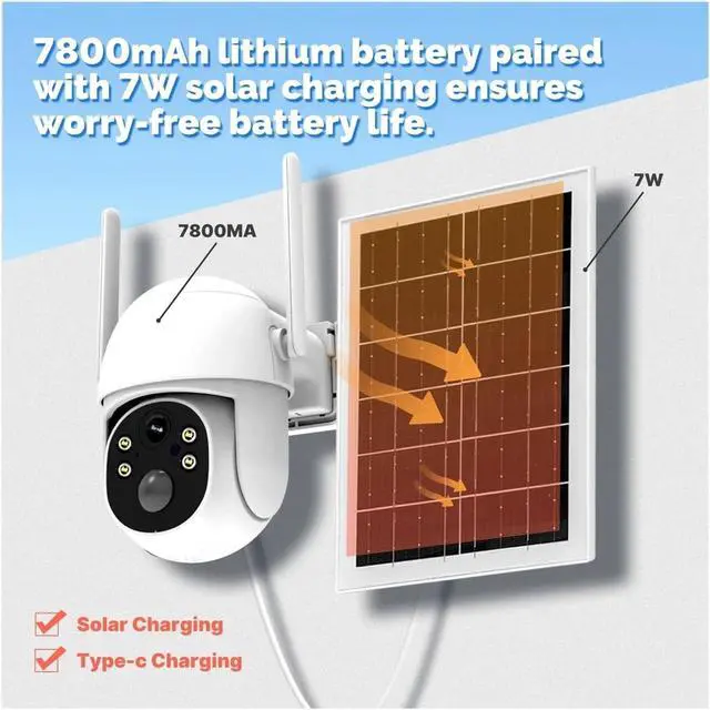 Alt view image 2 of 7 - 5MP 4G Solar Security Camera Outdoor, Waterproof Smart Surveillance Cam with Human Tracking & Full Color Night Vision(Camera no sd Card)