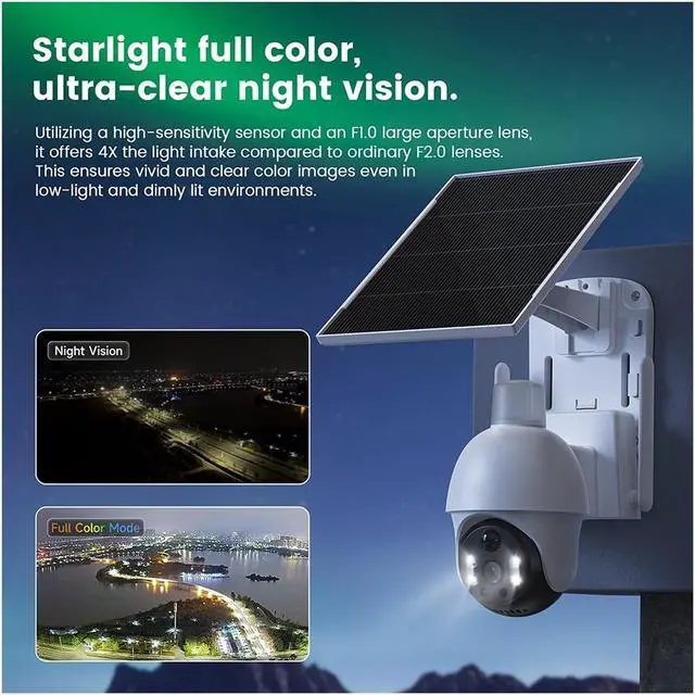 Alt view image 2 of 6 - 6MP 4G Solar PTZ Security Camera Waterproof Color Night Vision Human Detection Outdoor Surveillance Cam
