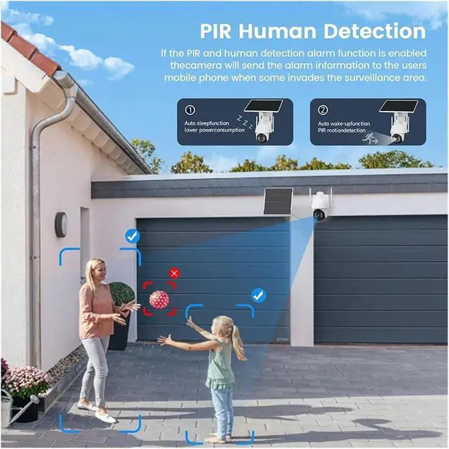 Alt view image 3 of 6 - 6MP 4G Solar PTZ Security Camera Waterproof Color Night Vision Human Detection Outdoor Surveillance Cam