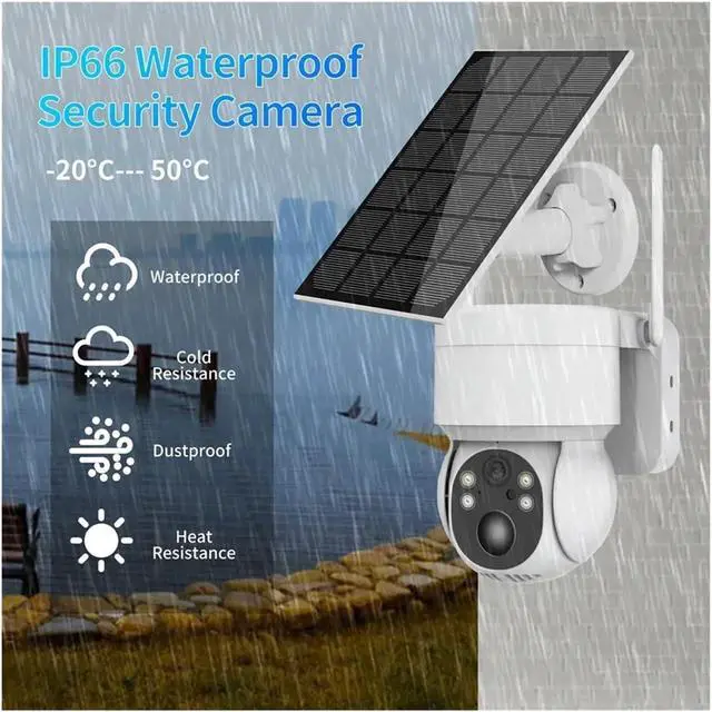 Alt view image 2 of 5 - 4MP 2.5K Solar WiFi PTZ Security Camera Outdoor, Battery Powered PIR Detection Wireless Surveillance Cam Support ICSee