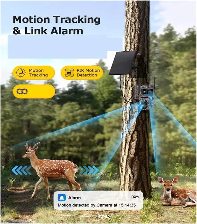 Alt view image 6 of 7 - 12MP Solar PTZ Security Camera 4G WiFi 60X Optical Zoom Camouflage Outdoor Human Detection Surveillance Cam