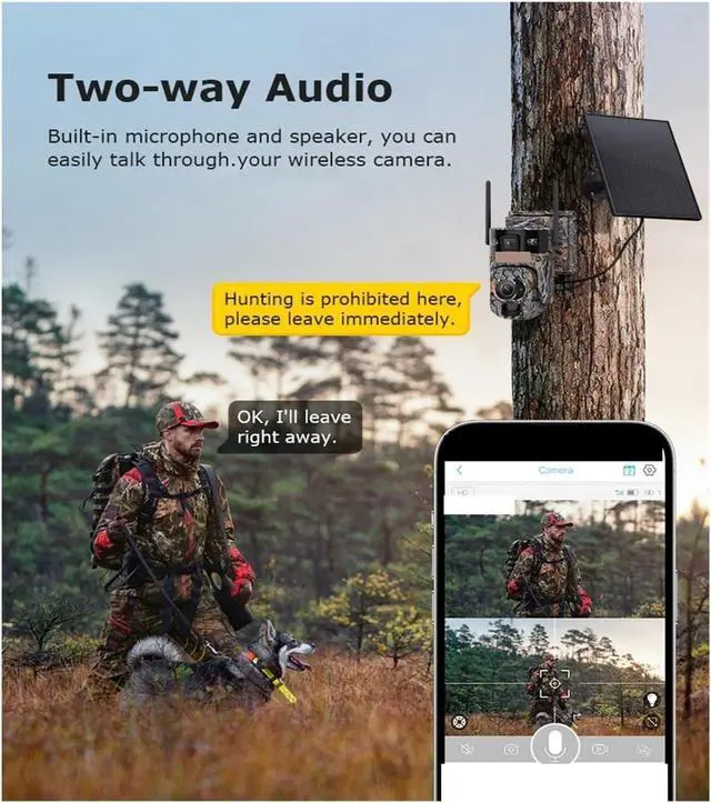 Alt view image 7 of 7 - 12MP Solar PTZ Security Camera 4G WiFi 60X Optical Zoom Camouflage Outdoor Human Detection Surveillance Cam
