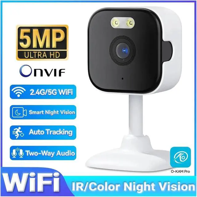 Alt view image 2 of 7 - 5MP HD Indoor WiFi Security Camera, Dual Band 2.4G/5G, Color Night Vision, Human Detection, Two-Way Audio(EU,5MP Camera No Card)