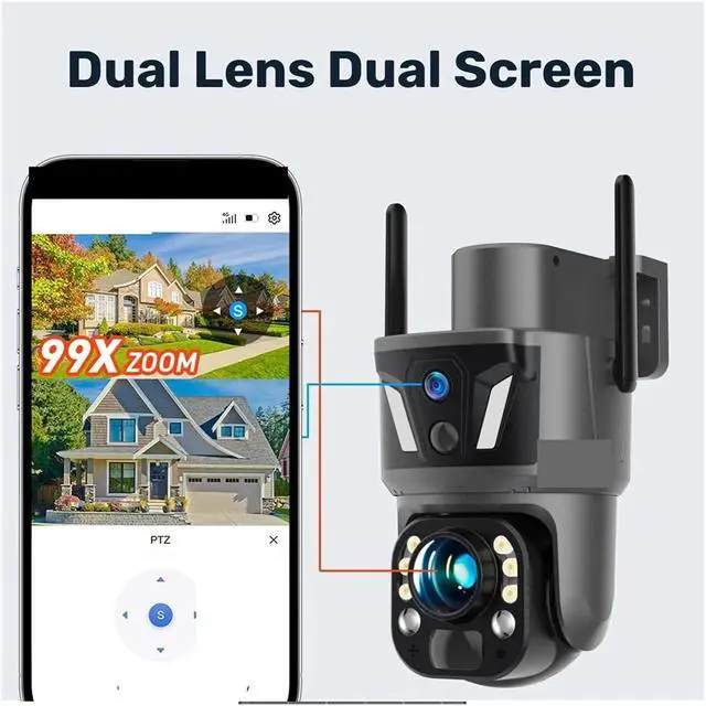 Alt view image 5 of 7 - 4G WiFi Solar Security Camera 8MP Dual Screen 99X Zoom PTZ PIR Human Auto Tracking Outdoor Surveillance Cam