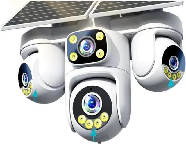Main image of 20MP 4 Lens 4 Screen AOV Solar Security Camera, 4G SIM Outdoor IP Cam with Triple PTZ, Color Night Vision & Two-Way Audio