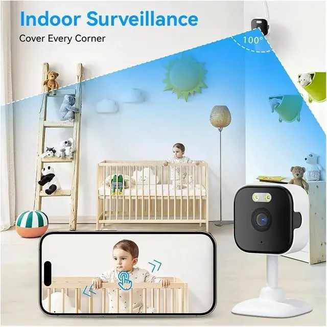 Alt view image 3 of 7 - 5MP HD Indoor WiFi Security Camera, Dual Band 2.4G/5G, Color Night Vision, Human Detection, Two-Way Audio(EU,5MP Camera No Card)