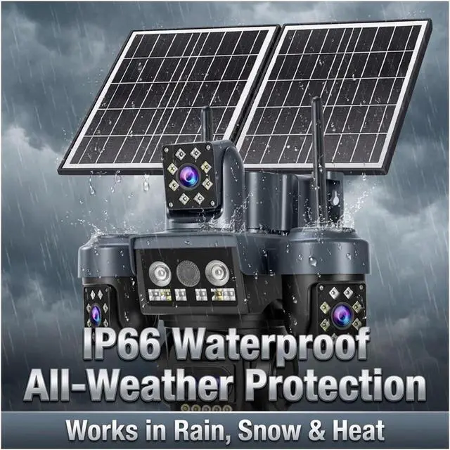 Alt view image 5 of 7 - 4G Solar Outdoor Security Camera, 25MP HD 10X Zoom AOV Cam with Dual Solar Panels 16000mAh Battery Waterproof Night Vision