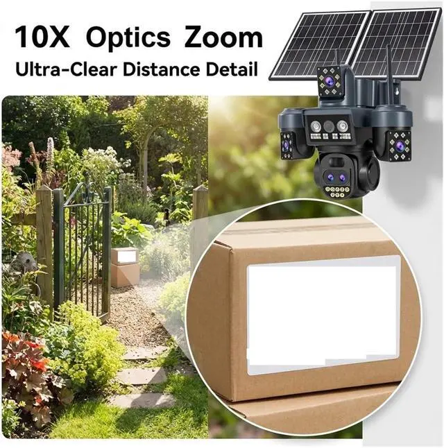 Alt view image 6 of 7 - 4G Solar Outdoor Security Camera, 25MP HD 10X Zoom AOV Cam with Dual Solar Panels 16000mAh Battery Waterproof Night Vision