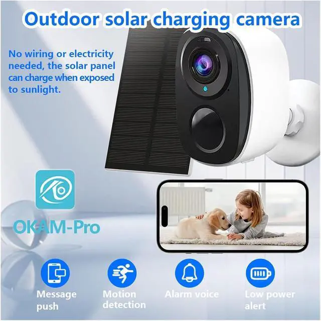 Alt view image 2 of 4 - 3MP 1296P Solar WiFi Security Camera, Low Power Wire-Free Surveillance Cam with AI Humanoid Detection(1/3")