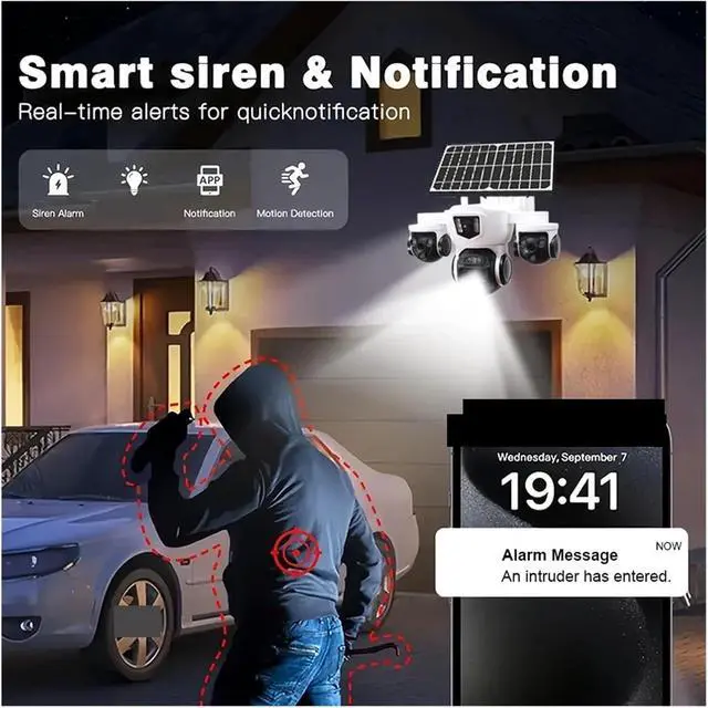 Alt view image 5 of 6 - 20MP Solar PTZ Security Camera 4G SIM 10X Zoom IP66 Waterproof Human Detection Auto Tracking Outdoor Surveillance Cam