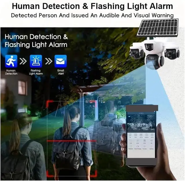 Alt view image 6 of 6 - 20MP Solar PTZ Security Camera 4G SIM 10X Zoom IP66 Waterproof Human Detection Auto Tracking Outdoor Surveillance Cam