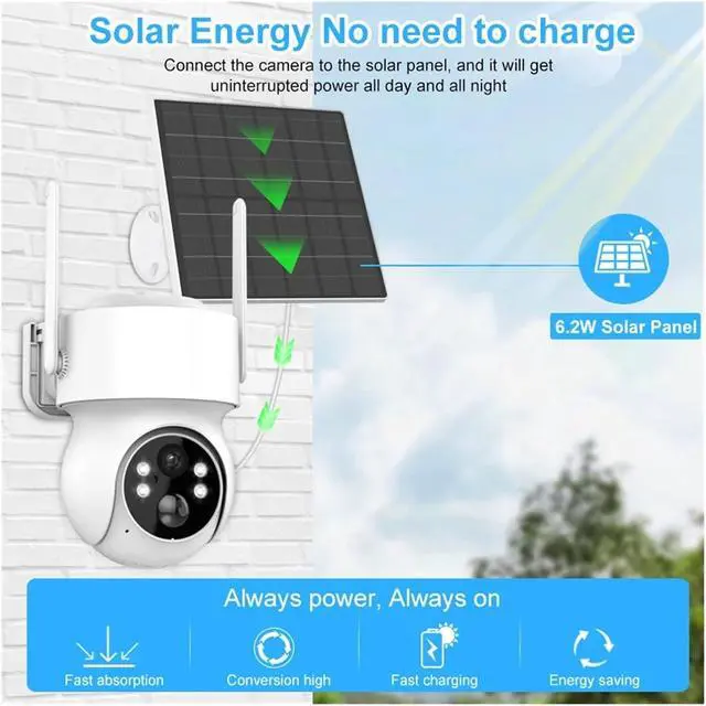 Alt view image 3 of 7 - 2MP 3MP Solar WiFi PTZ Security Camera Outdoor, Built-in Battery Long Standby Wireless Surveillance Cam Support iCSEE App(3MP WiFi and 32G SD)
