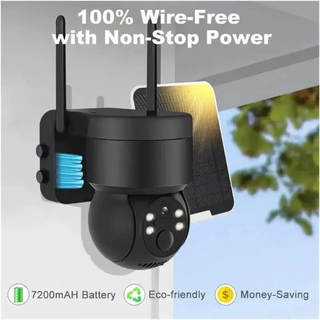 Alt view image 2 of 6 - 4MP Solar WiFi Security Camera Outdoor, 7800mAh Large Battery PIR Human Detection Night Vision Wireless Surveillance Cam