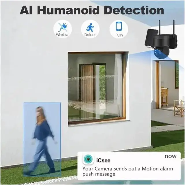 Alt view image 4 of 6 - 4MP Solar WiFi Security Camera Outdoor, 7800mAh Large Battery PIR Human Detection Night Vision Wireless Surveillance Cam