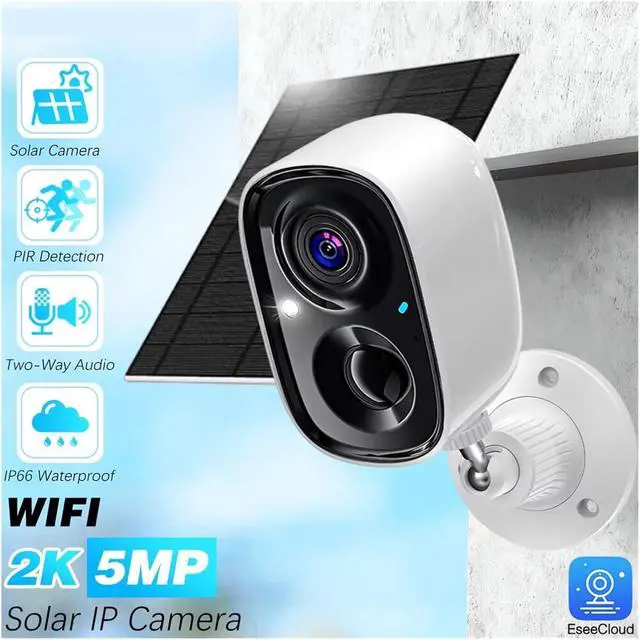 Alt view image 2 of 7 - 5MP Solar WiFi Security Camera, Waterproof Outdoor Surveillance Cam with Spotlight Siren & Motion Detection(WiFi Solar 32G Card)