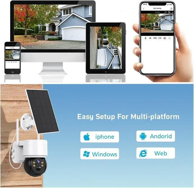 Alt view image 4 of 5 - Solar PTZ WiFi Security Camera Outdoor, HD Wireless Surveillance Cam with Solar Panel AI Human Detection ICSEE App(Black with 64GB)