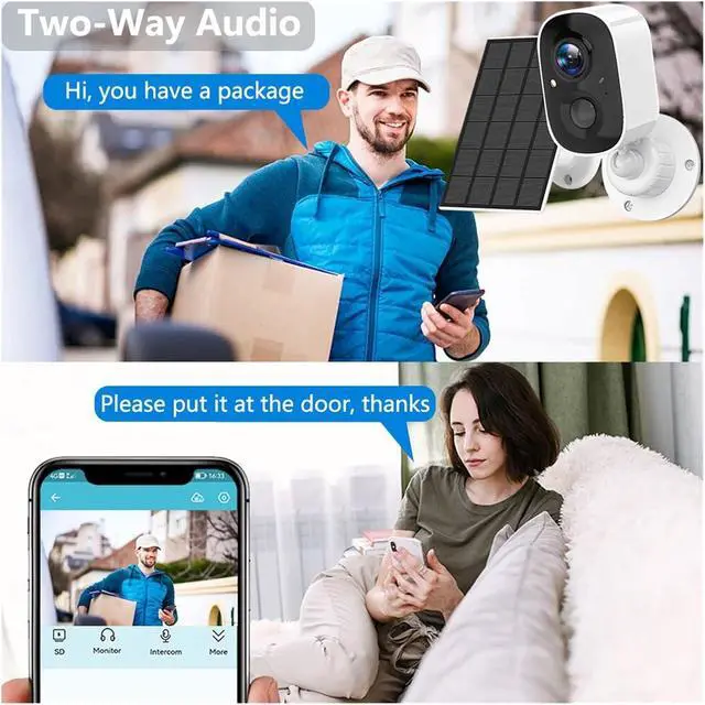 Alt view image 3 of 7 - 5MP Solar WiFi Security Camera, Waterproof Outdoor Surveillance Cam with Spotlight Siren & Motion Detection(WiFi Solar 32G Card)