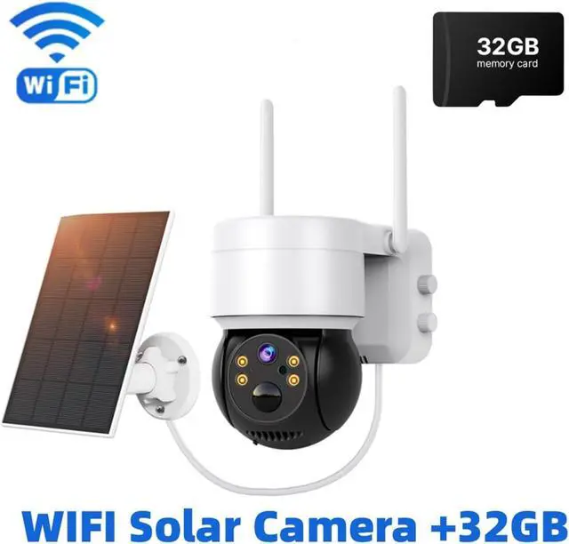 Alt view image 2 of 7 - 2MP Solar WiFi PTZ Security Camera Outdoor, Battery Powered PIR Human Detection Wireless Surveillance Cam Support iCSEE App(1080P 32G SD Card)