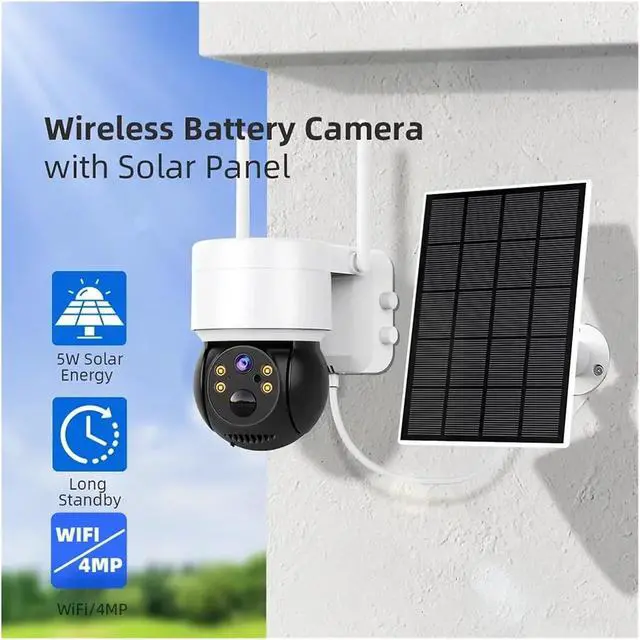 Alt view image 3 of 7 - 2MP Solar WiFi PTZ Security Camera Outdoor, Battery Powered PIR Human Detection Wireless Surveillance Cam Support iCSEE App(1080P 32G SD Card)