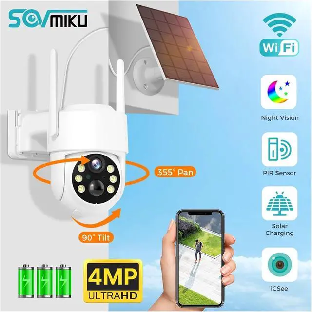 Alt view image 7 of 7 - 2MP Solar WiFi PTZ Security Camera Outdoor, Battery Powered PIR Human Detection Wireless Surveillance Cam Support iCSEE App(1080P 32G SD Card)