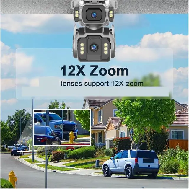 Alt view image 7 of 7 - 10MP AOV 4G Solar Security Camera Dual Screen 12X Optical Zoom 24/7 Recording AI Human Tracking Surveillance Cam(4G AOV Cam Add 32GB)