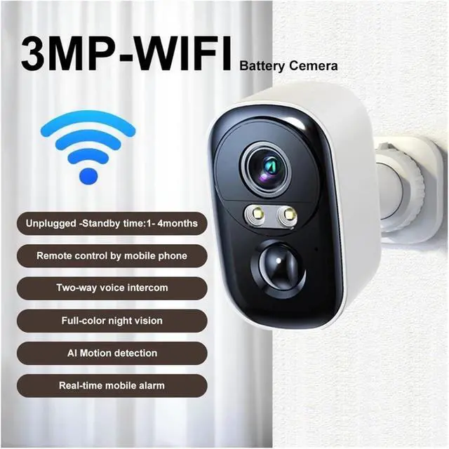 Alt view image 2 of 7 - 3MP Wire-Free Battery Security Camera, Long Standby Surveillance Cam with Humanoid Motion Detection