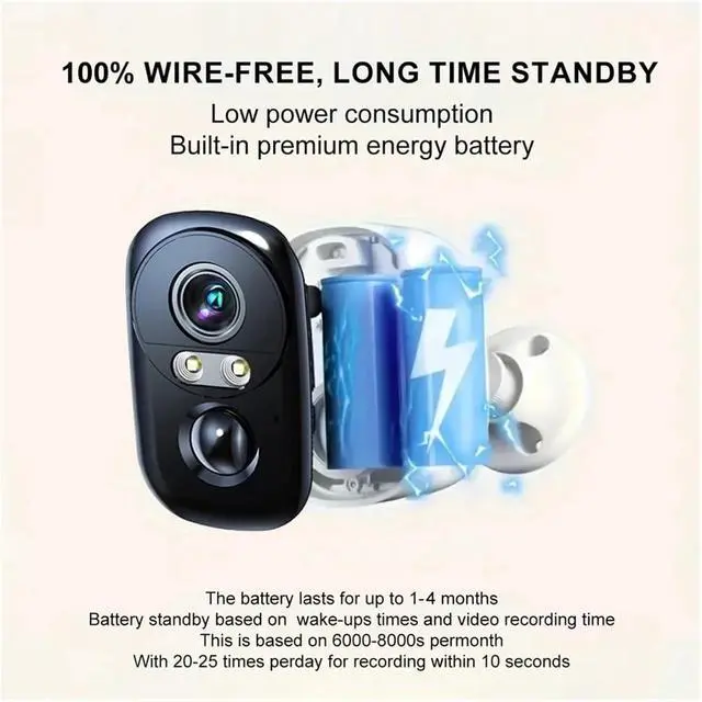 Alt view image 7 of 7 - 3MP Wire-Free Battery Security Camera, Long Standby Surveillance Cam with Humanoid Motion Detection
