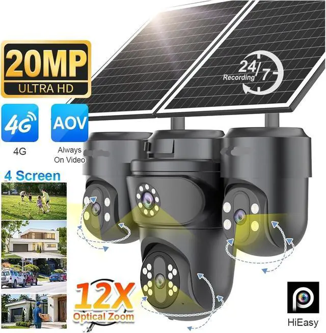 Alt view image 3 of 7 - Solar Powered 4G Outdoor Security Camera 20MP 2X Optical Zoom 3-Axis PTZ Auto Tracking 24H Recording AOV(4G Cam Add 32G)