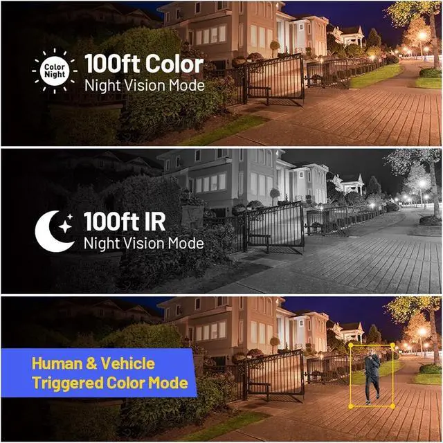 Alt view image 5 of 7 - 12MP Outdoor Smart Dual Light PoE Security Camera Color Night Vision Built-in Microphone IP67 Smart Home H.265+