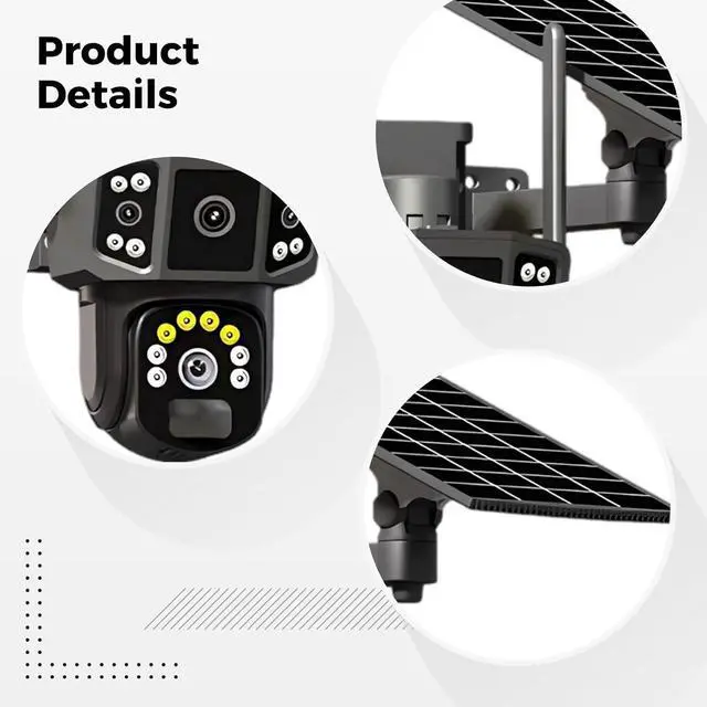 Alt view image 2 of 6 - 4G LTE Solar Powered Security Camera, Wireless Outdoor Camera, Full Color Night Vision, Human Detection, IP65 Waterproof, Low Power Consumption, 2MP Dual Lens