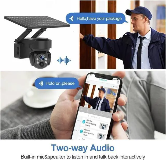 Alt view image 2 of 6 - 3MP 4G WiFi Solar Security Camera Outdoor, 4X Zoom Two-Way Audio Motion Detection IP65 Waterproof Surveillance Cam