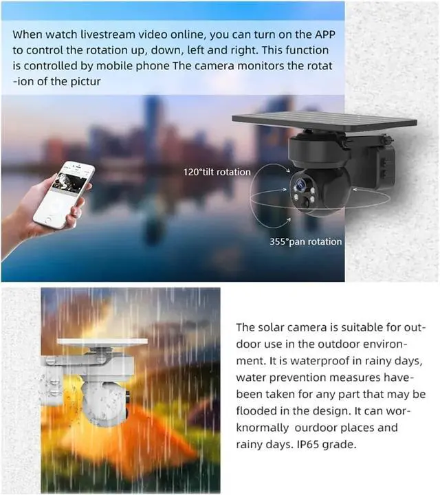 Alt view image 4 of 6 - 3MP 4G WiFi Solar Security Camera Outdoor, 4X Zoom Two-Way Audio Motion Detection IP65 Waterproof Surveillance Cam