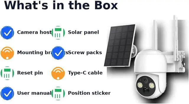 Alt view image 2 of 6 - 3MP WiFi Solar PTZ Security Camera with 6000mAh Battery, Full Color Alarm Recording, PIR Sensor, IP65 Outdoor Waterproof