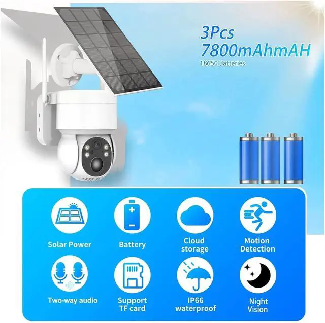 Alt view image 3 of 6 - 4MP Solar Powered Outdoor PTZ WiFi Security Camera with 360° View & Alarm