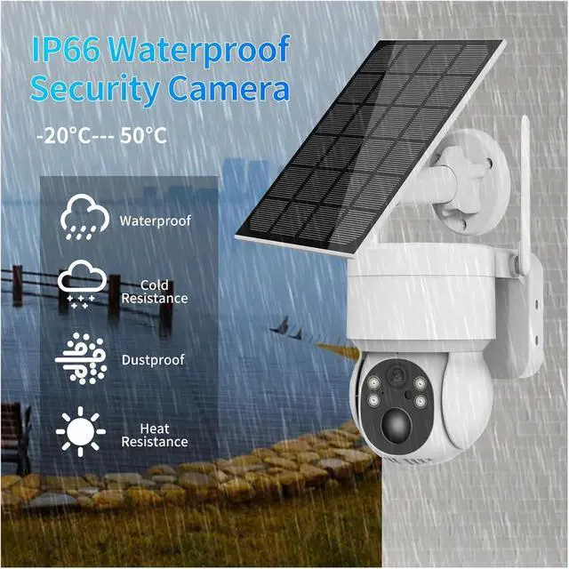 Alt view image 6 of 6 - 4MP Solar Powered Outdoor PTZ WiFi Security Camera with 360° View & Alarm