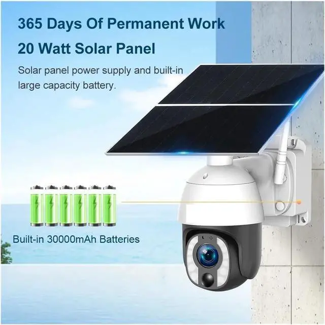 Alt view image 5 of 7 - 4K 8MP Solar Security Camera 4G WiFi PTZ 20X Optical Zoom 24/7 Recording AI Auto Tracking Outdoor Surveillance Cam(4G 20XZoom 64G)