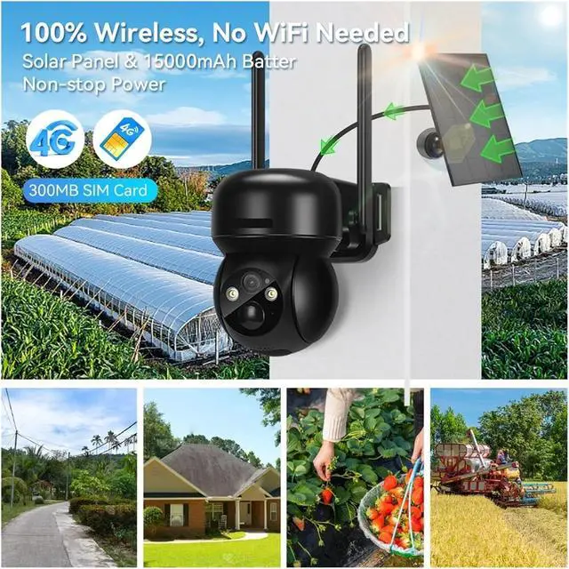 Alt view image 3 of 5 - 4G Solar Camera 8MP 4K Outdoor PTZ Wireless PIR Human Detection Built-in 15000Mah Battery CCTV Security Surveillance