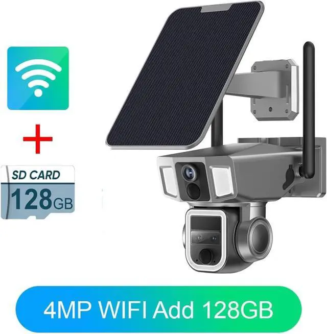 Alt view image 4 of 7 - 4G WiFi Solar Outdoor Security Camera Dual Lens 10X Zoom PTZ Camera 4K 12MP Human Tracking Wireless Surveillance Cam(WiFi Version Add128G)