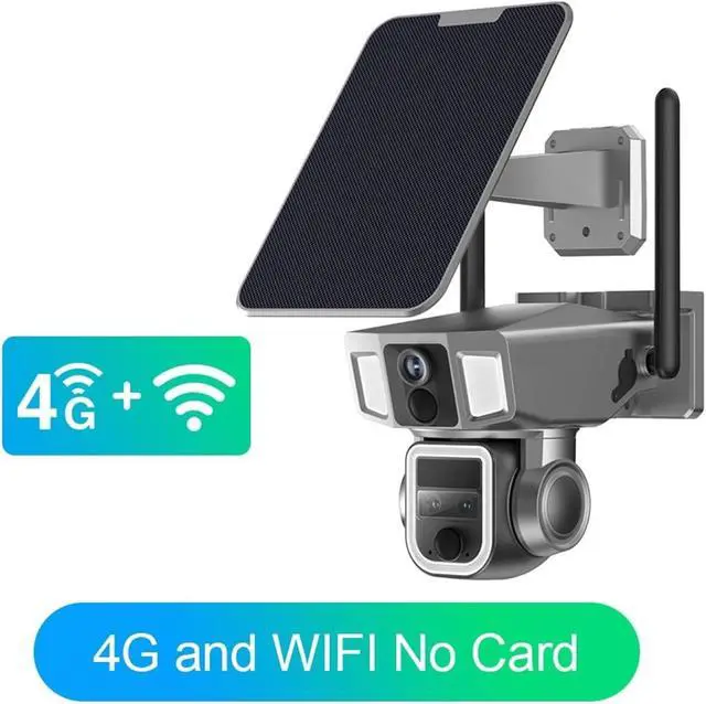 Alt view image 5 of 7 - 4G WiFi Solar Outdoor Security Camera Dual Lens 10X Zoom PTZ Camera 4K 12MP Human Tracking Wireless Surveillance Cam(WiFi Version Add128G)